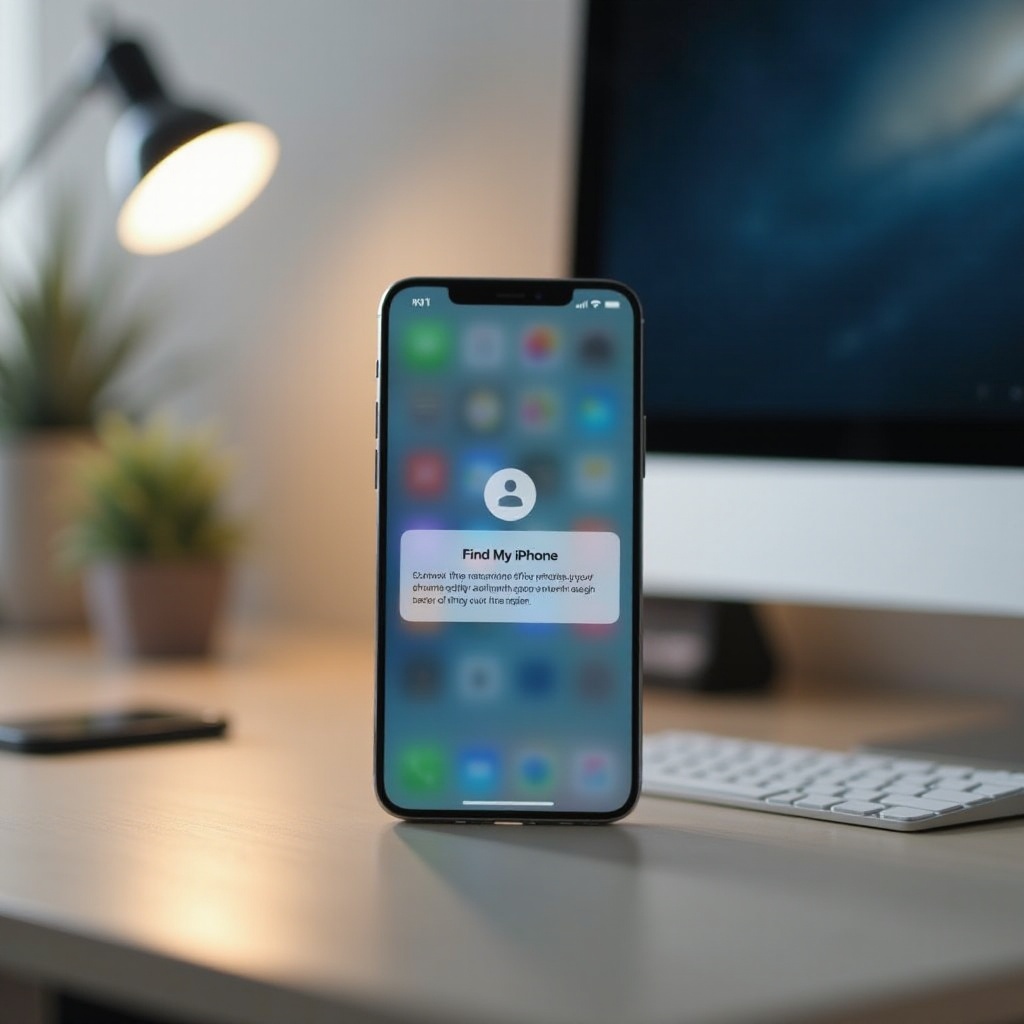 「iPhoneを探す」アラートが画面に固定されています