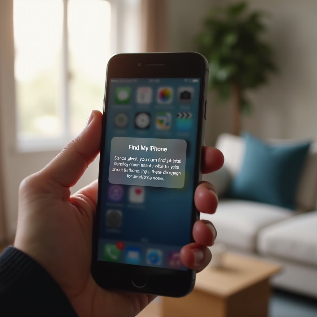 「iPhoneを探す」アラートが画面に固定されています